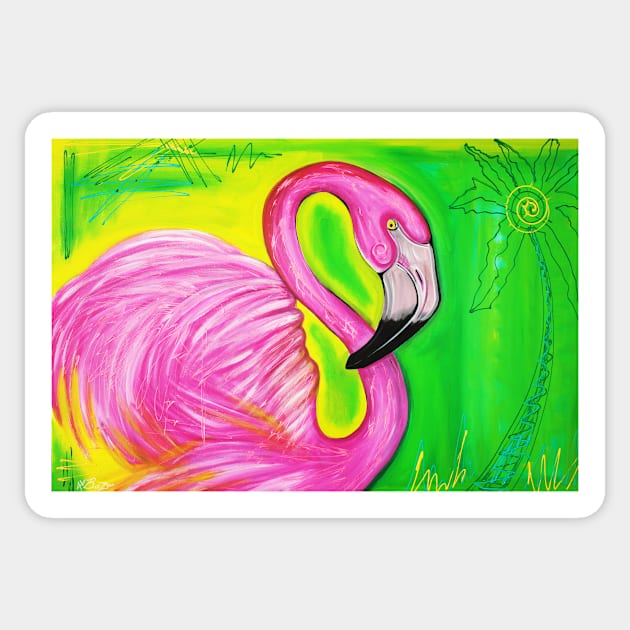 Electric Flamingo Sticker by barbosaart